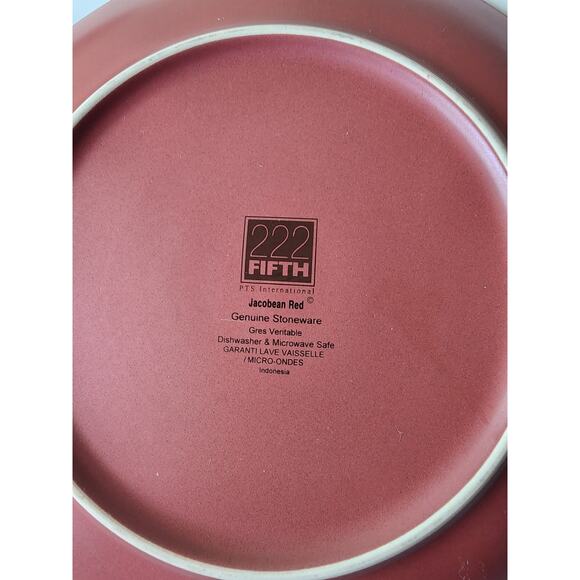 222 FIFTH "Jacobean Red" Tan Beige Floral 11" Dinner Plates set of 2 - Picture 5 of 5